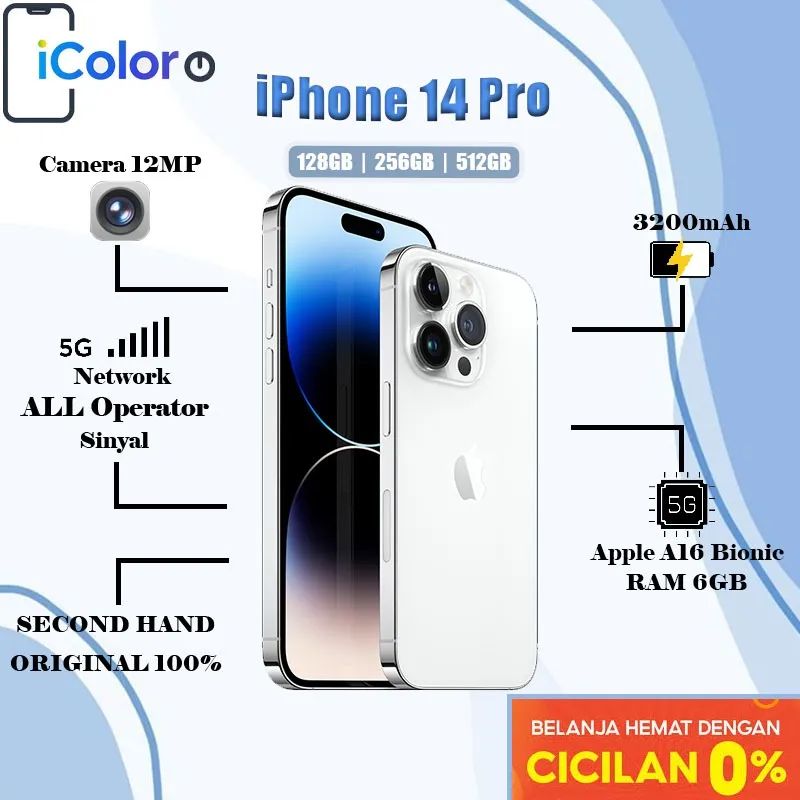 iPhone 14 Pro 64GB 128GB 256GB Secondhand Normal Full set Original 100% ex internasional Apple