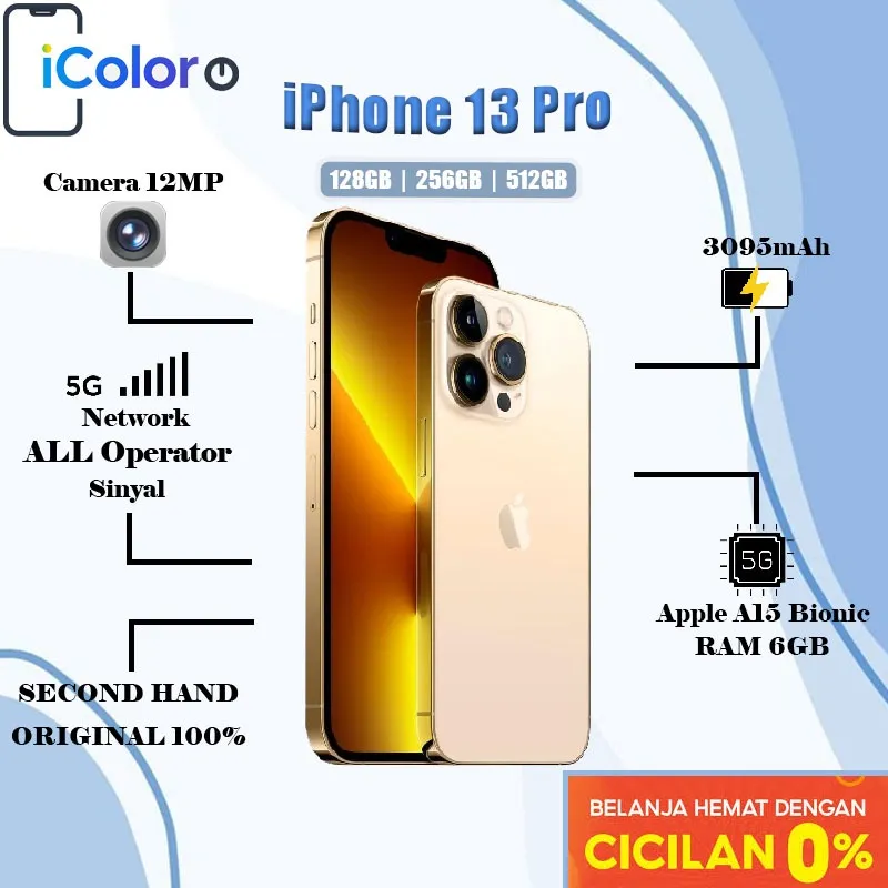 iPhone 13 Pro 128GB 256GB 512GB Secondhand Normal Full set Original 100% ex internasional Apple