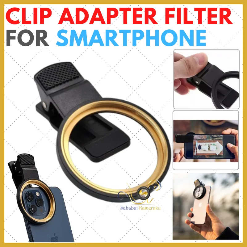 Holder Clip Adapter Filter Smartphone 52mm dan 67mm - Full Hole For Iphone 14 15 PRO MAX Samsung Xiaomi Oppo Vivo filter clip adaptor smartphone
