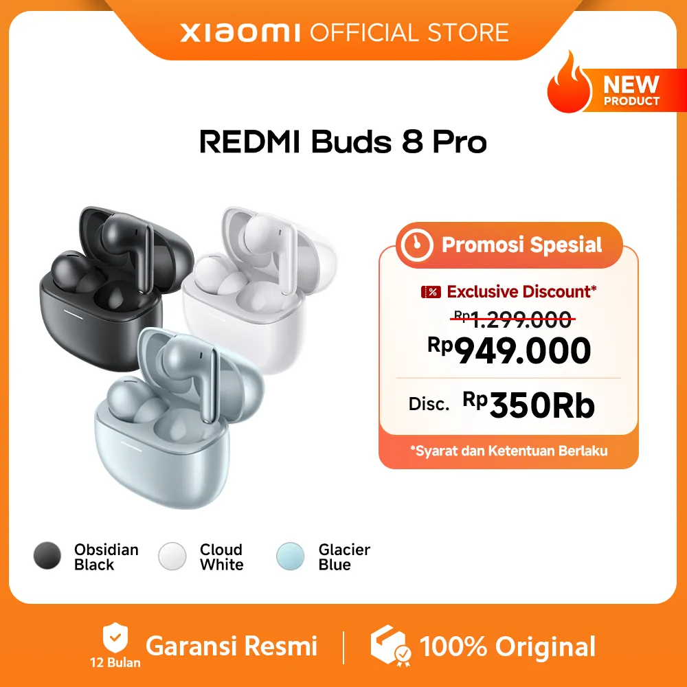 Xiaomi Redmi Buds 8 Pro | Smart ANC hingga 55dB | Triple-Mic AI Call | Driver triple koaksial dengan Dolby Audio | Daya Baterai hingga 33 jam dengan fast charging | Earphone Bluetooth [Xiaomi Official Store}