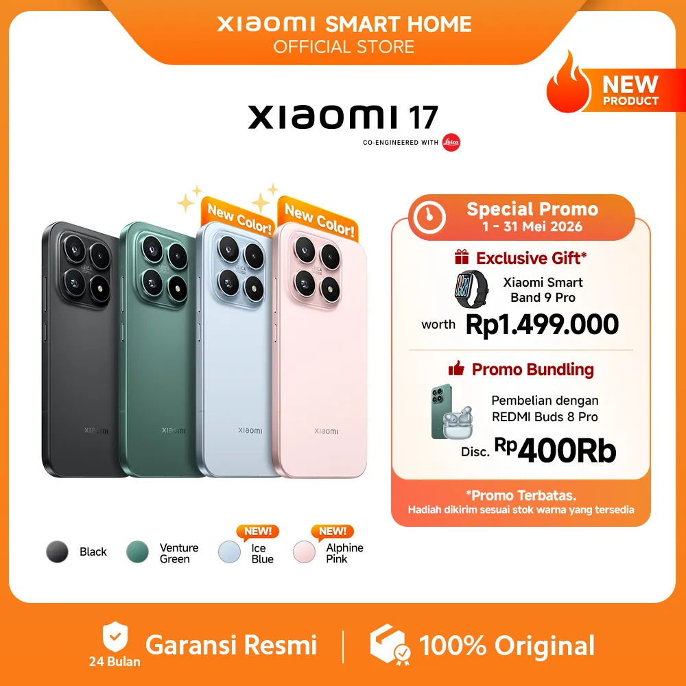 Xiaomi 17 (12GB/256GB) (12GB/512GB) Lensa Optik Leica Summilux | Sensor Light Fusion 950 dengan Dynamic Range Tinggi | Baterai Xiaomi Surge 6330mAh (typ) | Platform Mobile Snapdragon® 8 Elite Gen 5 | Xiaomi HyperAI [Xiaomi Official Store]