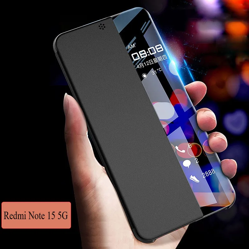 For Redmi Note 15 Pro Plus Flip Cover Smart Window View Stand Holder Phone Case for Redmi Note 15 Pro PU Leather Casing