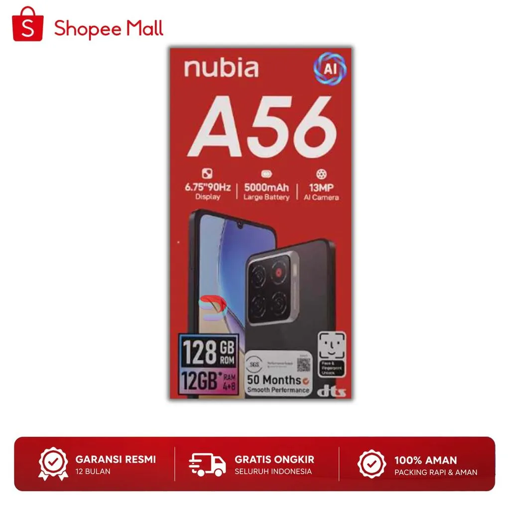 ZTE Nubia A56 4/128GB & Nubia A36 4/64GB | HP Gaming & Original Garansi Resmi Indonesia [ Not Infinix Smart 10 / Poco C85 / Redmi A5 / Samsung A07 ] - A36 4/64GB Aqua Green