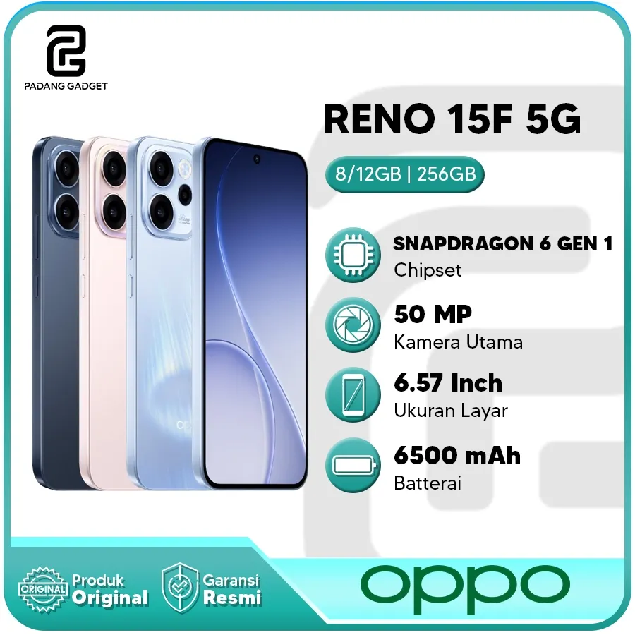 Oppo Reno 15F 5G 8/128GB 8/256GB 12/256GB Hp Android Smartphone Original Baru Garansi Resmi