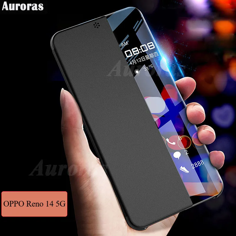 For OPPO Reno 14 13 15 Pro Max 5G 14F Find X9 Pro OPPO A6 Pro Flip Cover Smart Window View Stand Holder Phone Case for OPPO Reno 14 5G PU Leather Casing Casing