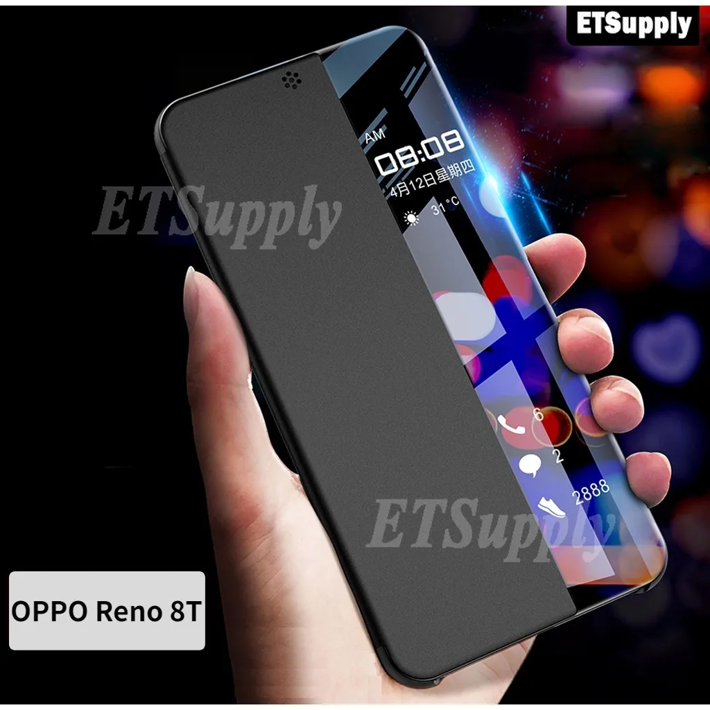 Flip Casing HP OPPO Find X8 Pro Reno 8 13 Pro 8Z 8T Smart View Holder Stand Phone Back cover for OPPO Reno8T Reno8 Pro Reno8Z A78 5G Find X5 Pro A98 5G Reno 10 Pro Plus Big Window Flip Leather case