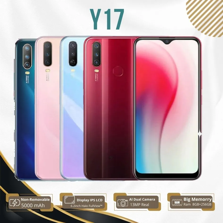 Smartphone vivo Y17  asli Ori Handphone Android  RAM 8/256GB Fullset 6.35 'FHD-LCD