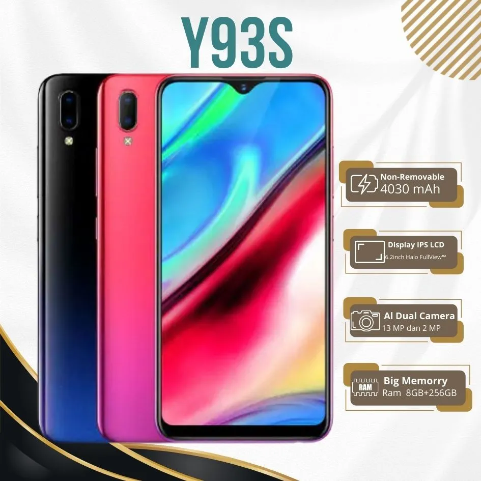 Handphone VIVO asli Ori smartphone ANDROID Y93s Ram 8/256GB 6.22inch Baru Fullset