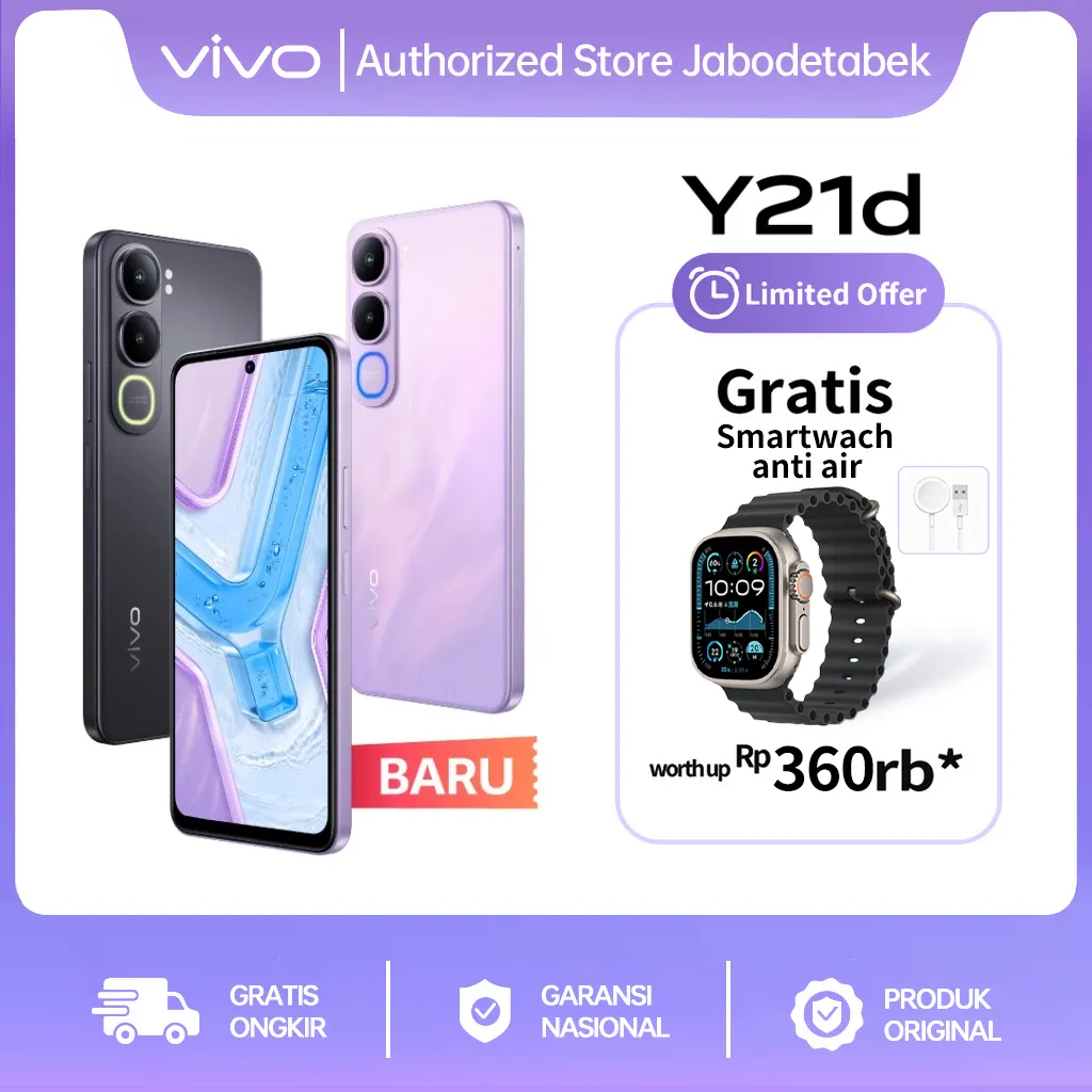 vivo Y21d, 50MP Kamera Underwater, 6500mAh 44 FlashCharge, Dual Stereo Speaker & 400% Audio Booster