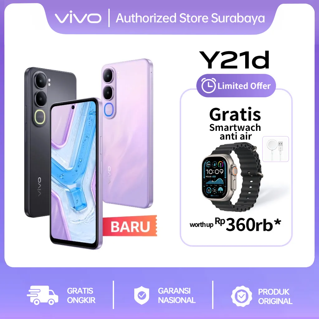 vivo Y21d 50MP Kamera Underwater, 6500mAh 44 FlashCharge, Dual Stereo Speaker & 400% Audio Booster