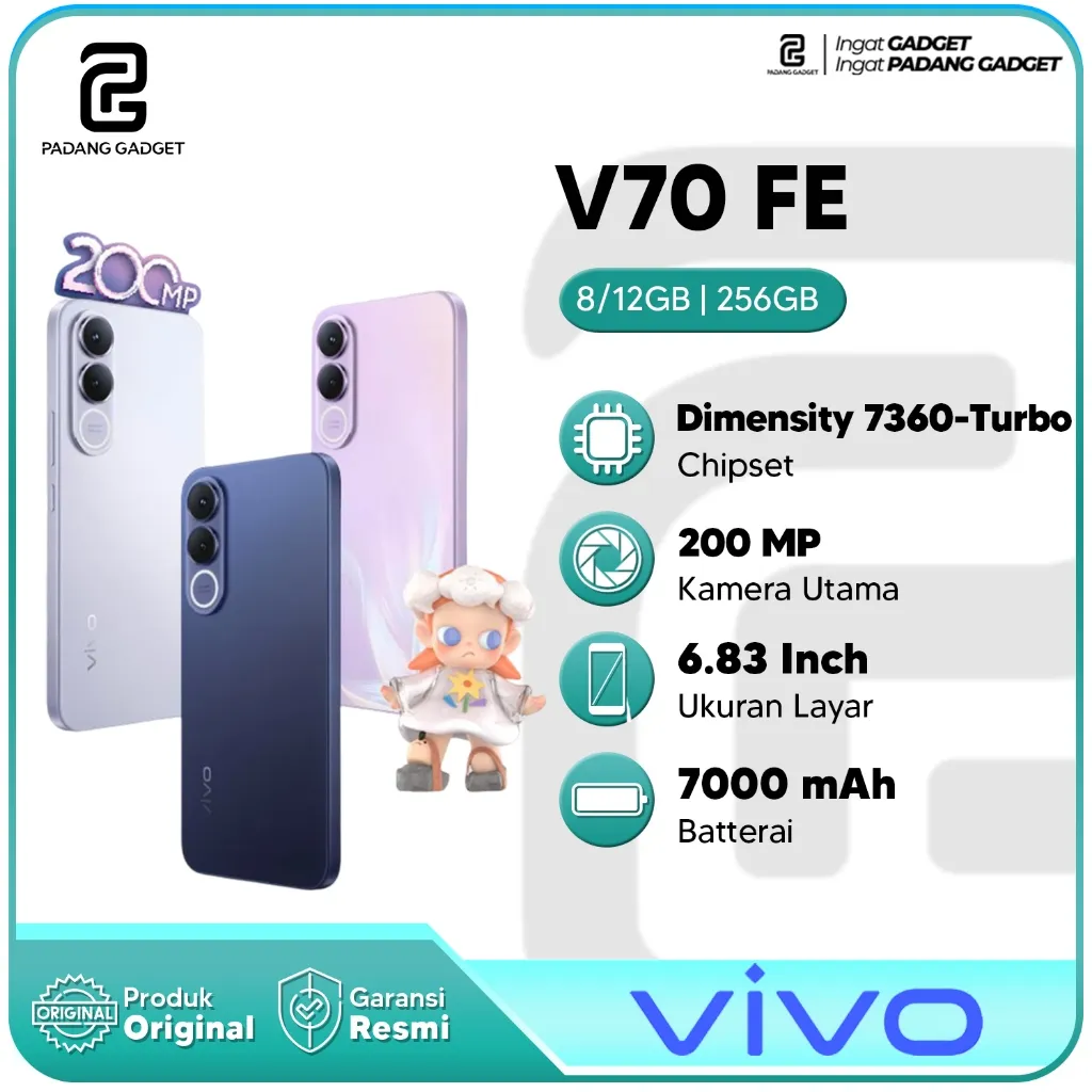 Vivo V70 FE 5G 8/256GB | 12/256GB | 200Mp OIS Camera AI Travel Portrait Hp Smartphone Garansi Resmi