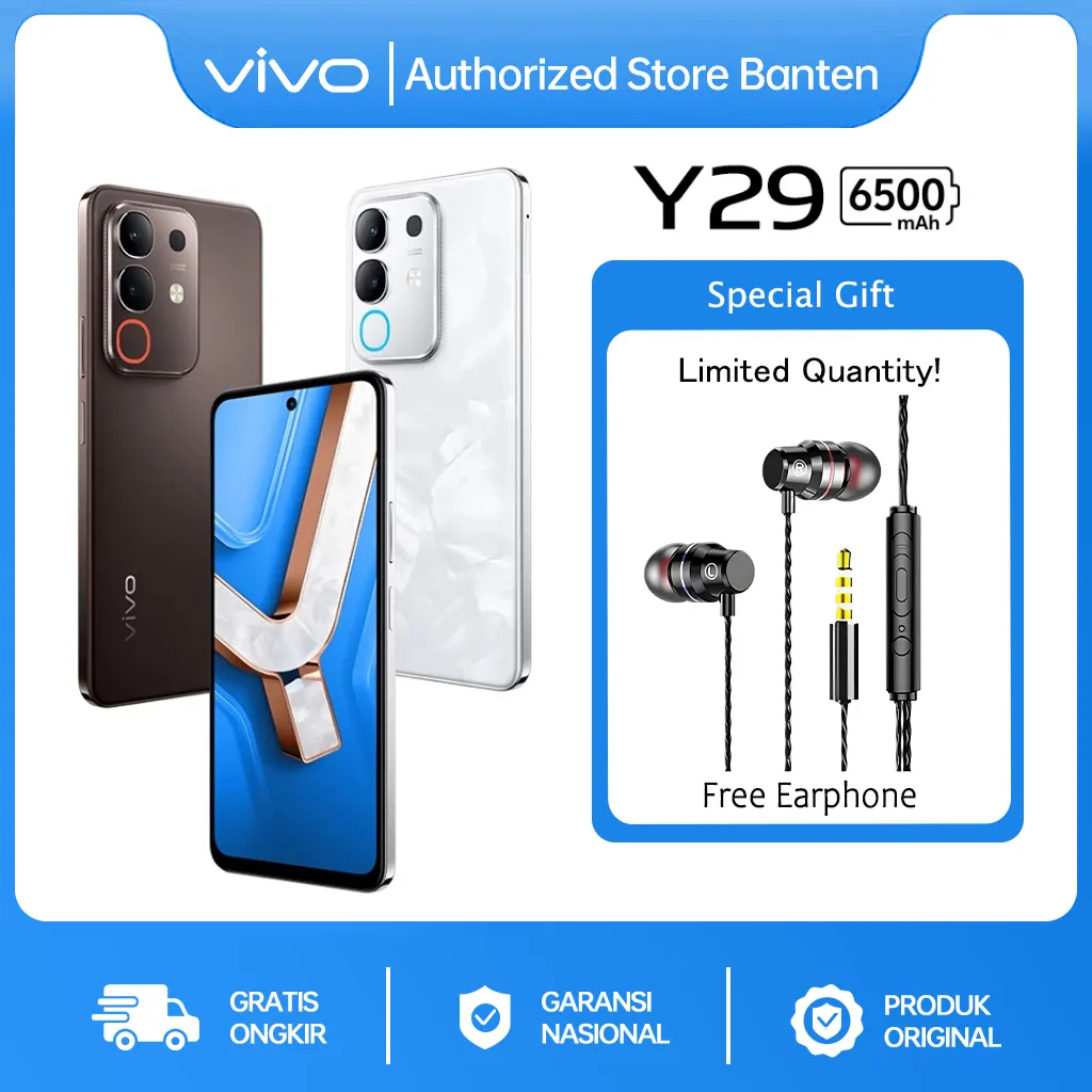 vivo Y29 - Design Marmer Eksklusif, 6500mAh Tahan 3 Hari, Tahan Banting Ekstrem, IP69 Tahan Air Ekstrem, AI Erase 2.0 + AI