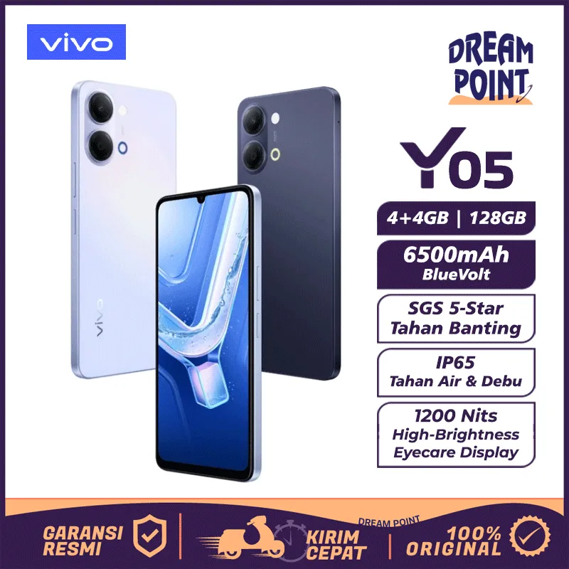 VIVO Y05 4/128GB Smartphone Android 1 Jutaan HP Murah Original 100% Garansi Resmi
