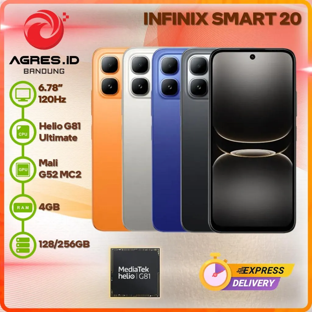 INFINIX SMART 20 4GB 64GB/128GB 6.78" 120HZ GARANSI RESMI INDONESIA
