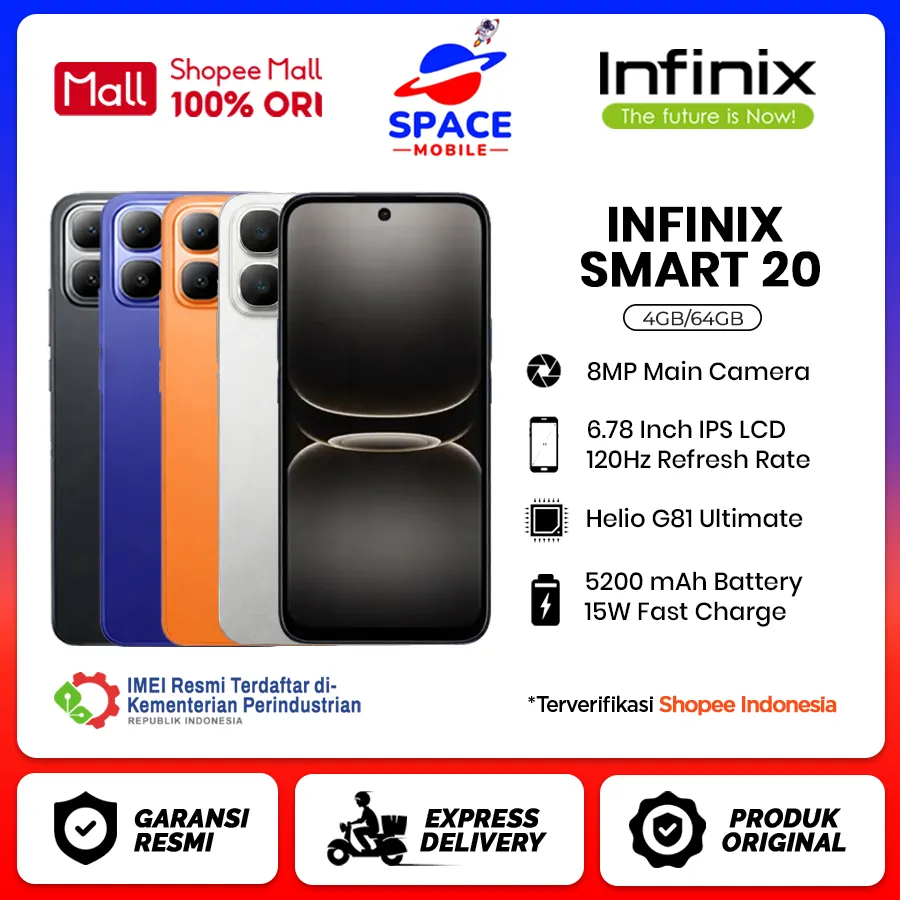 Infinix Smart 20 [4GB+128GB] - Garansi Resmi 1 Tahun