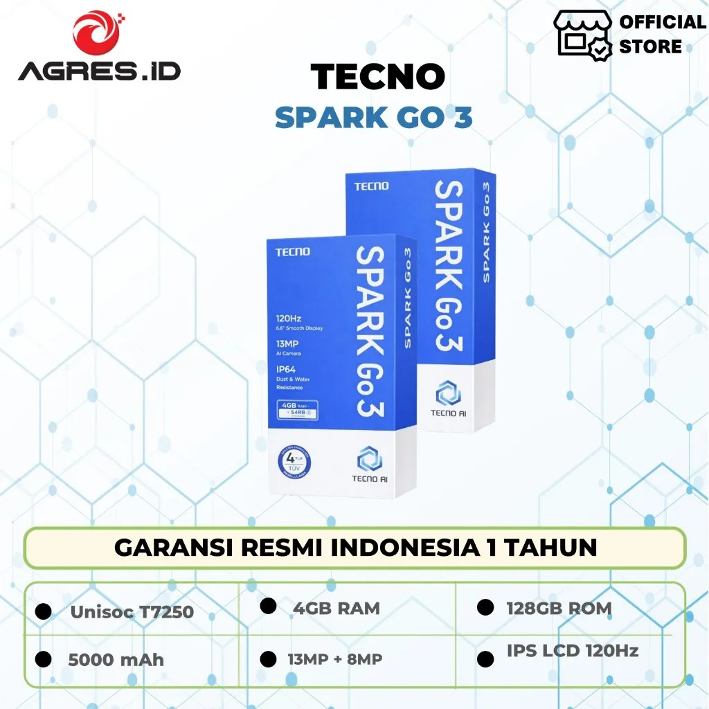Tecno Spark Go 3 4GB 128GB Original Garansi Resmi indonesia