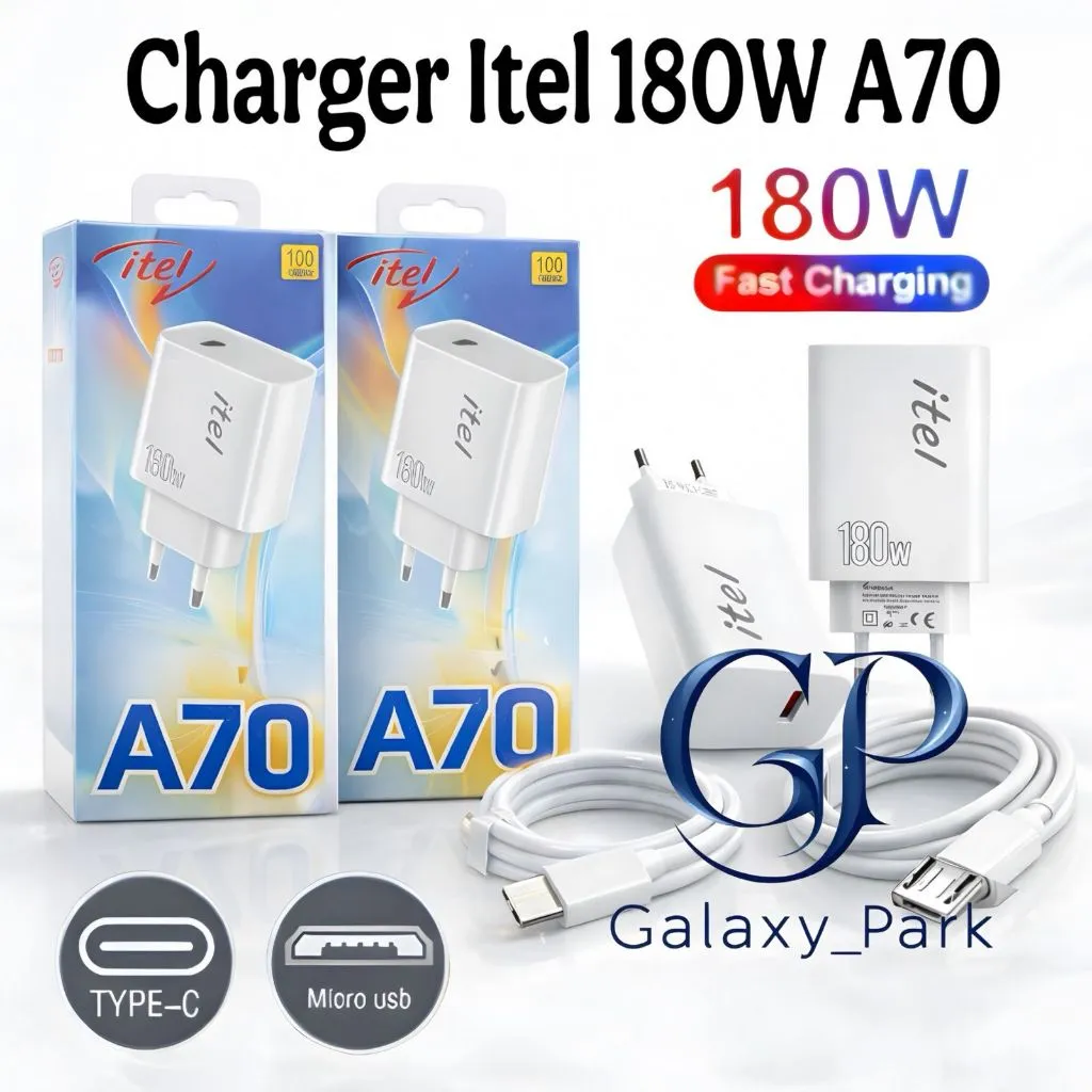 Charger Itel Fast Charging A70 5G 180W Ori Fast Charger Support Kompatible Semua Hp Smartphone Android GLX