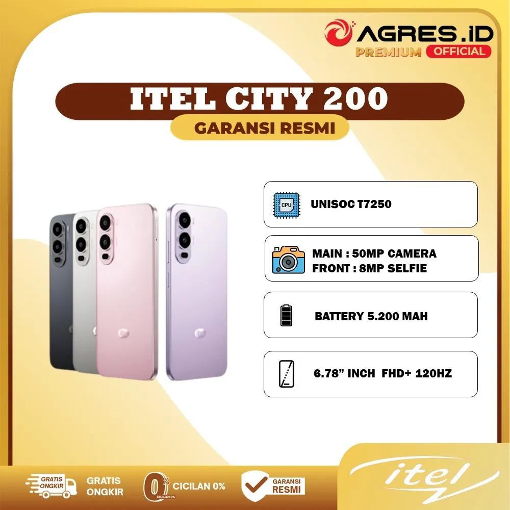 Itel City 200 4GB/128GB Garansi Resmi Itel Indonesia