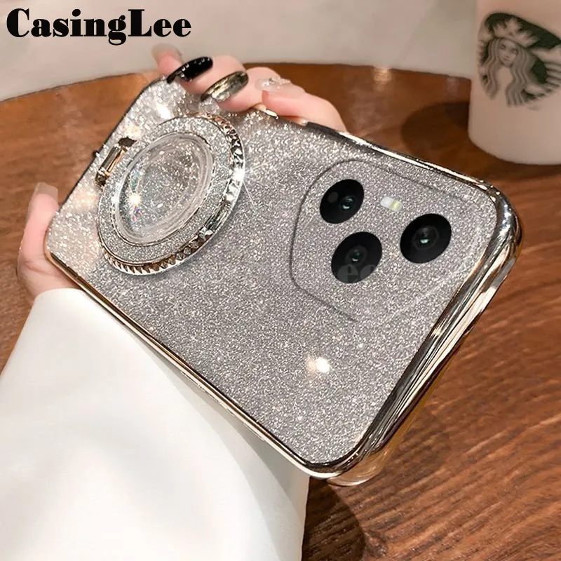 Kasus Telepon untuk Honor 400 Pro 400 Lite 400 Smart Back Cover Liquid Glitter Quicksand Holder Ring Berlian Imitasi Mewah Mengkilap Lembut Jelas Gadis Silikon Halus untuk Honor400 Lite 400 Smart Kasus Penutup Casing