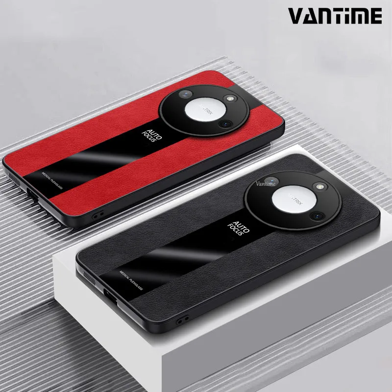 New Phone case HONOR X9c Smart 5G PU Leather Back cover Lens Protection Shockproof Matte Porsche Stripe Design Cover Casing
