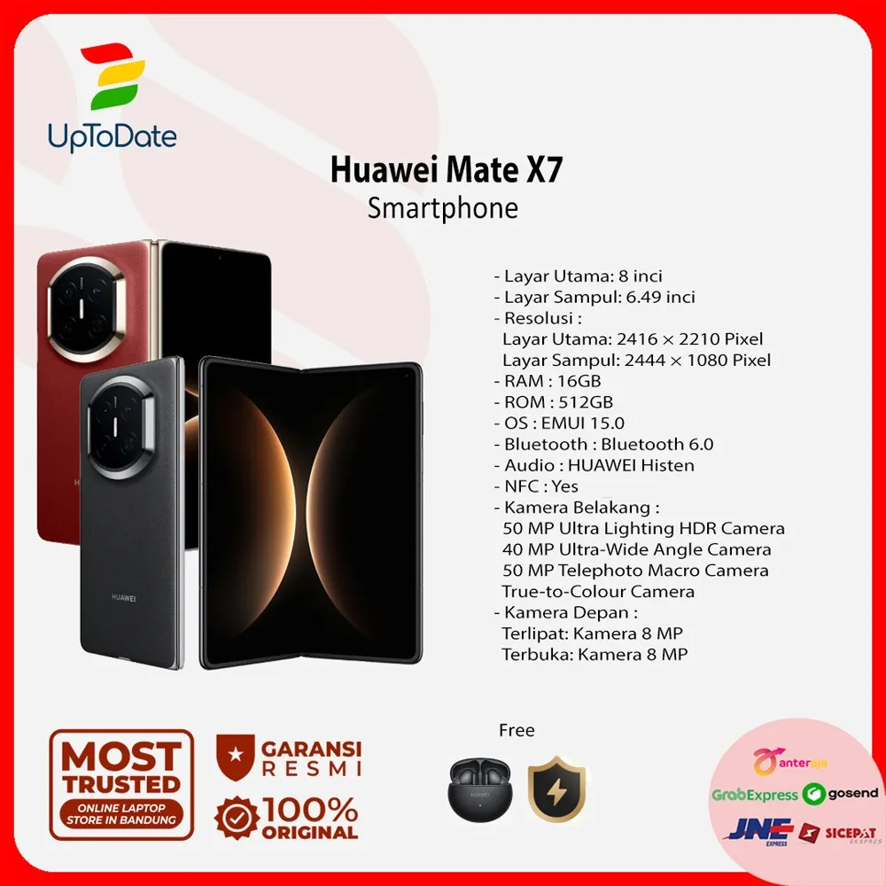 Huawei Mate X7 Smartphone 16/512GB | Ultra Lighting HDR Camera | Telephoto Macro Camera | Ultra-Wide Angle Camera | EMUI 15.0 - Garansi Resmi