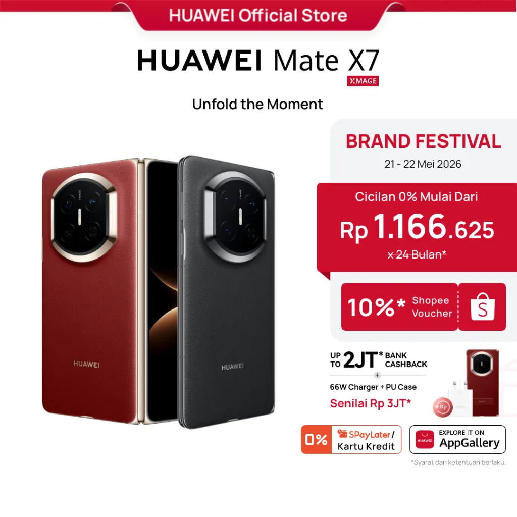 [Brand Festival | Bank Cashback s/d 2JT*] HUAWEI Mate X7 Smartphone | Ultra Thin and Durable | True-to-Color Camera | Ultra-long Battery Life | Smart AI