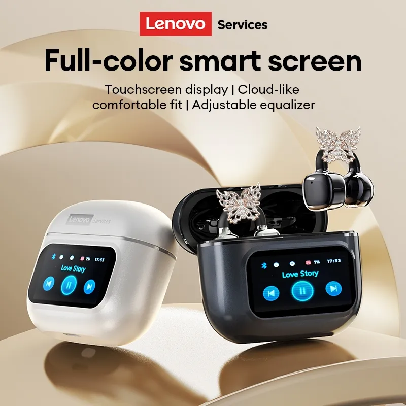 Lenovo Services RS107 Ear-Clip Earphone Bluetooth 6.0 tws Multifunctional Smart Screen 35ms Low Delay Music&Gaming Headset Bluetooth