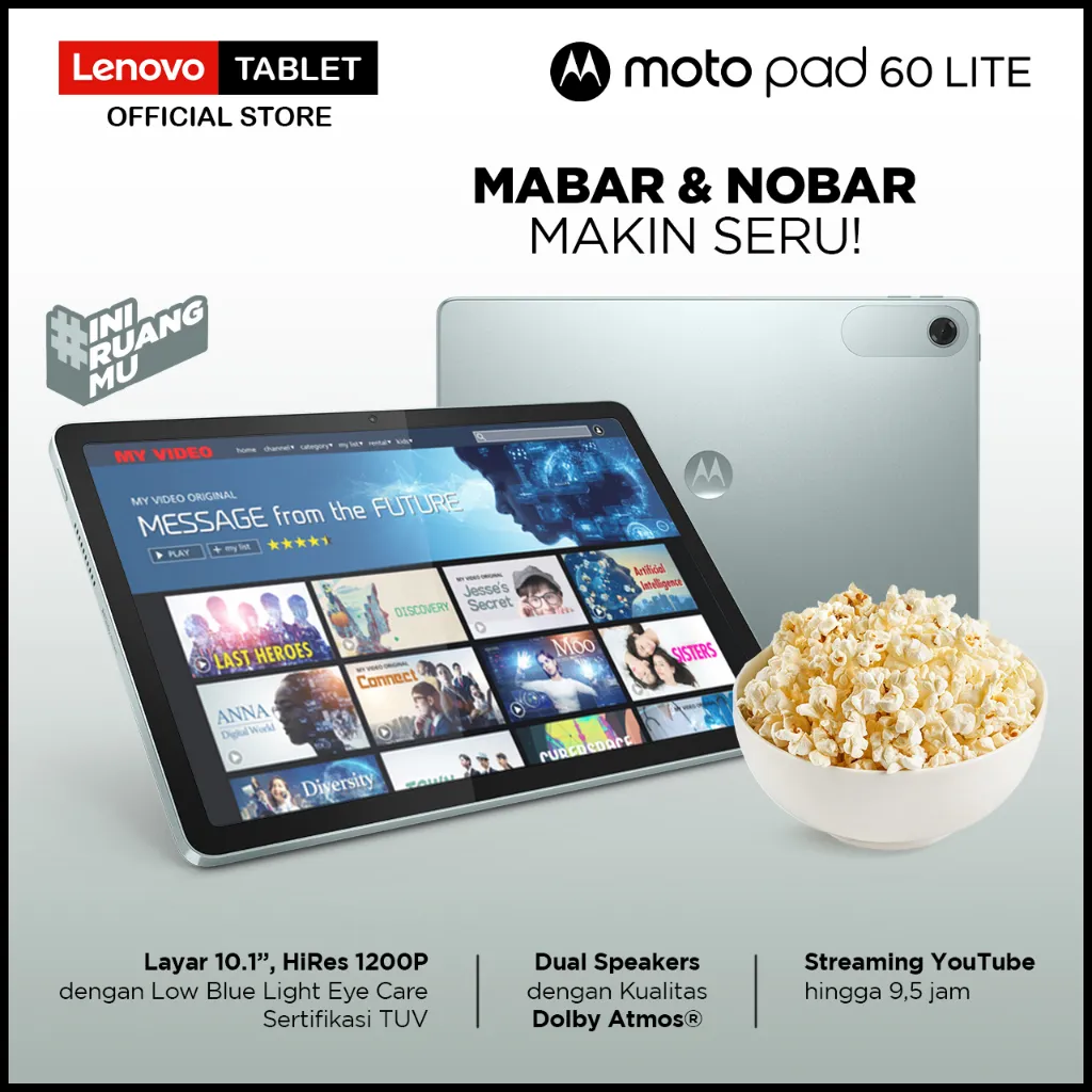 Lenovo Motopad 60 Lite - 4GB/128GB - Helio G85 - 10.1 inch - 400nits - Dolby Atmos - 5100mAh - Bonus Clear Case
