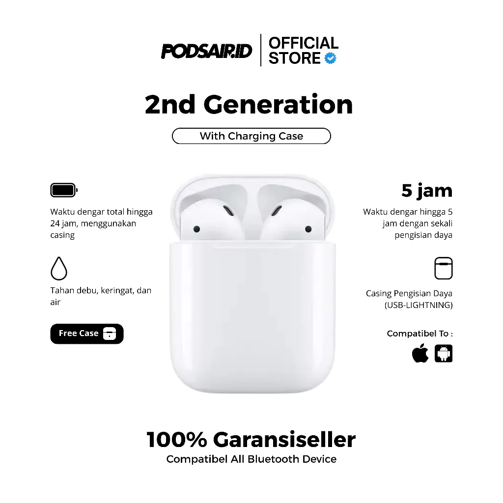 Pods Gen 2 Wireless Bluetooth Earphone TWS Mini Earbuds Headphone With Pop Up Animation