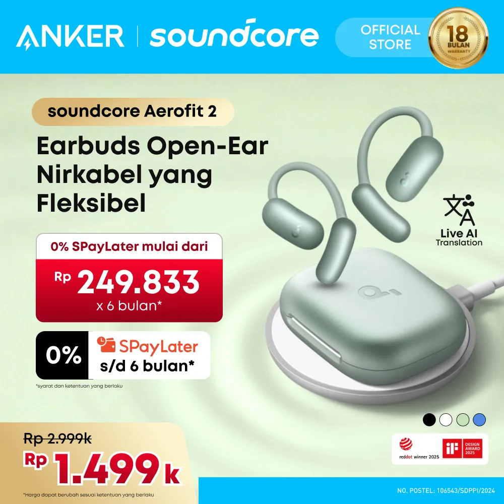 Soundcore by Anker AeroFit 2 OWS Open Ear Earbuds Hi-Res Wireless Audio LDAC AI Translation Clear Calls IP55 with Wireless Charging And AeroFit V20i Open Ear Clear Sound LED Lights With Adjustable Ear Hook IP55 Bluetooth 5.4 - A3874 / A3876