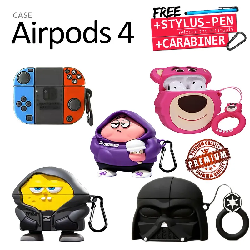 Apple Airpods Gen 4 Airpod - Cartoon Cute Case TWS Bluetooth Earphone Wireless
