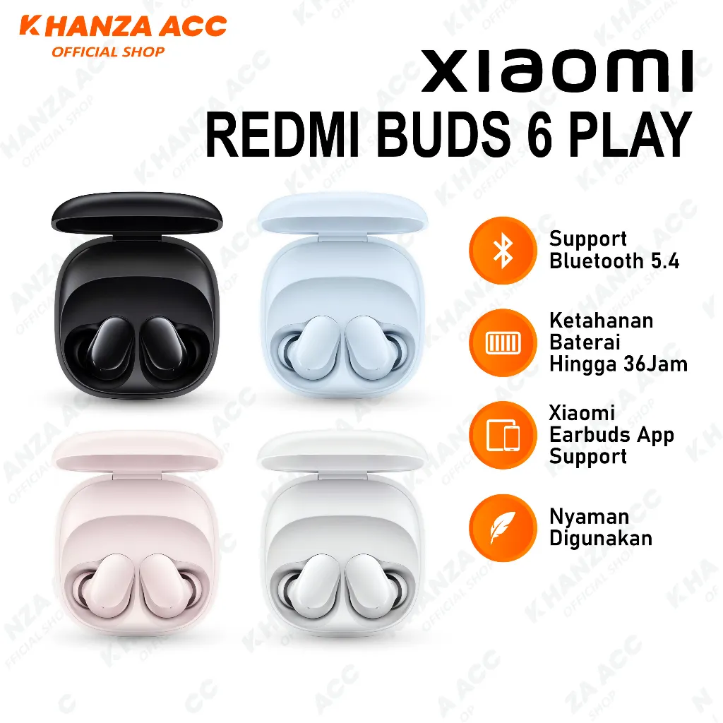 Xiaomi Redmi Buds 6 Play Tws Earphone Bluetooth 5.4 Baterai Hingga 36 Jam Original