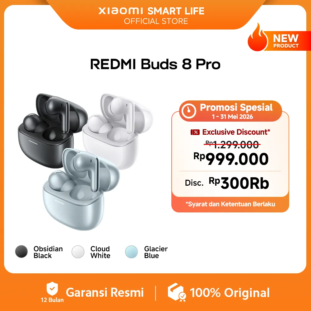 Xiaomi Redmi Buds 8 Pro | Smart ANC hingga 55dB | Triple-Mic AI Call | Driver triple koaksial dengan Dolby Audio | Daya Baterai hingga 33 jam dengan fast charging | Earphone Bluetooth [Xiaomi Official Store}