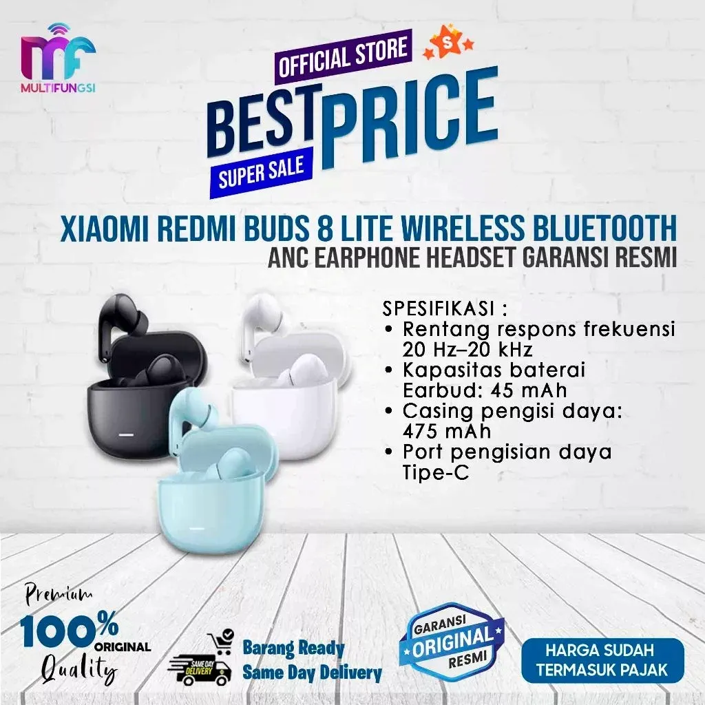 Xiaomi Redmi Buds 8 Lite (Pengganti Buds 6 Lite) Wireless Bluetooth ANC Earphone Headset Garansi Resmi
