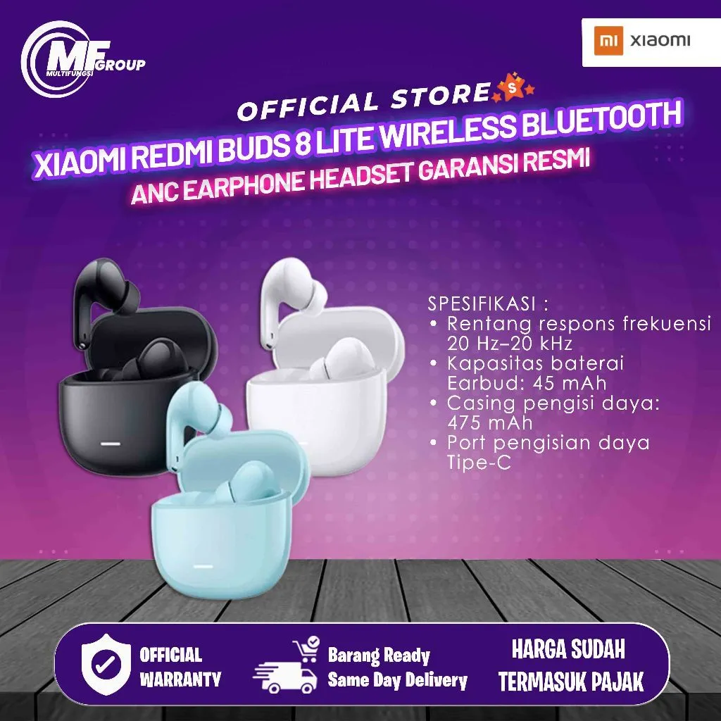 Xiaomi Redmi Buds 8 Lite (Pengganti Buds 6 Lite) Wireless Bluetooth ANC Earphone Headset Garansi Resmi