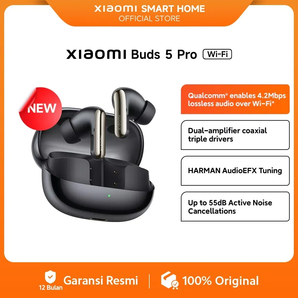 Xiaomi Buds 5 Pro Wi-Fi | Qualcomm enables 4.2 Mbps lossless audio over Wi-Fi | HARMAN AudioEFX Tuning | Dual-amplifier coaxial triple drivers [Official Store]