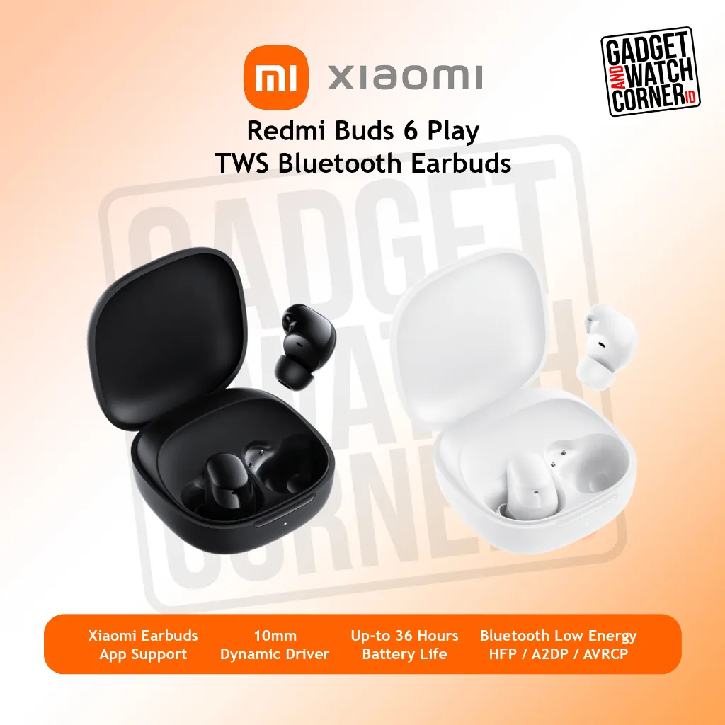 Xiaomi Redmi Buds 6 Play | Bluetooth 5.4 | Baterai Tahan 36 Jam | Jangakaun 10m