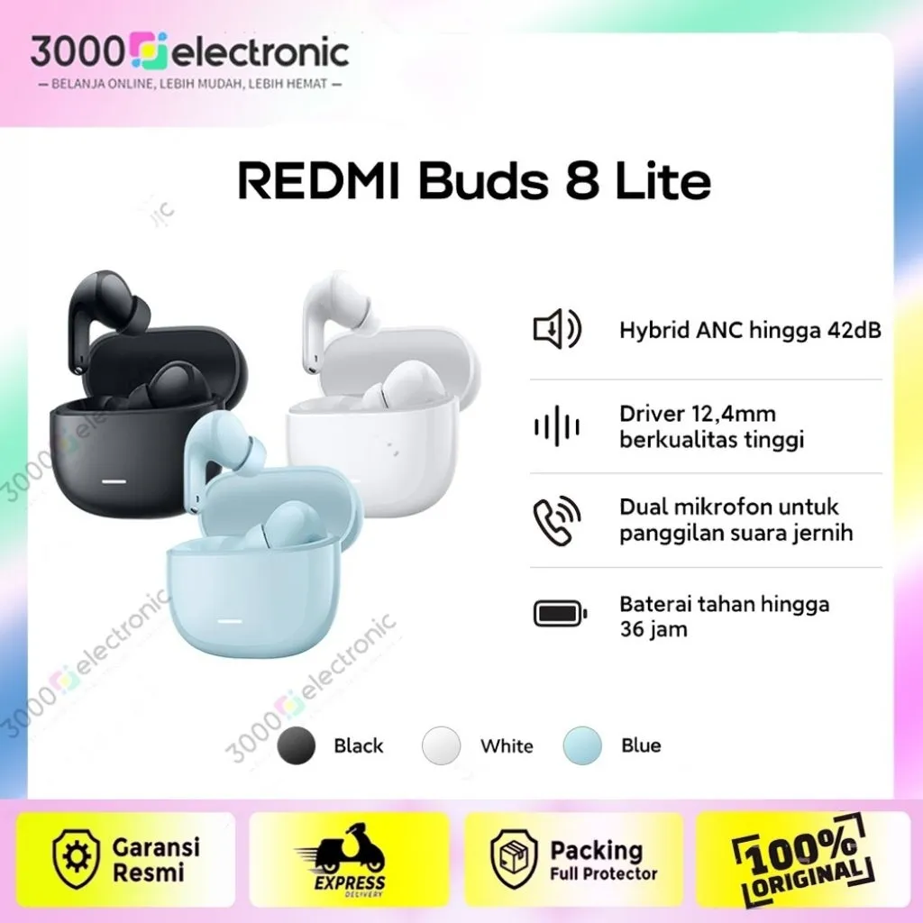 Xiaomi redmi Buds 8 Lite M2539E1 | wireless Earphones | Hybrid ANC to 42dB | Original Xiaomi headset Bluetooth - Garansi resmi