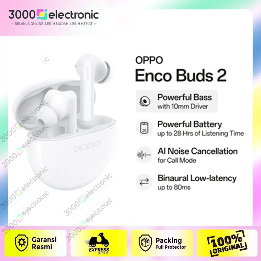 TWS Oppo Enco Buds 2 Super Bass, Headset Bluetooth - Buds / TWS - True Wireless Stereo Bluetooth - Suara Full Bass Stereo, Redmi Buds 6 Play, infinix buds Lite - produk Garansi Resmi