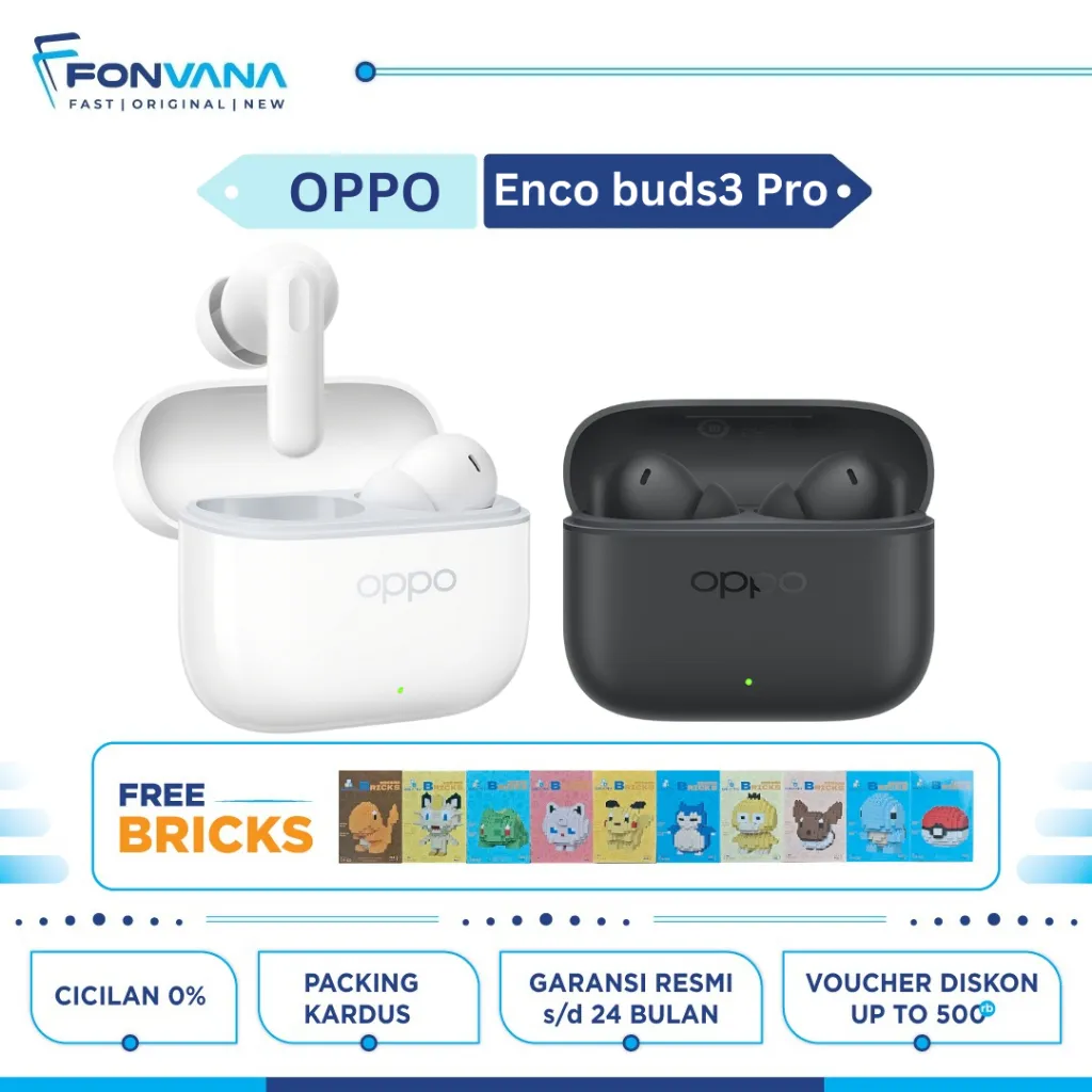 OPPO Enco Buds 3 Pro True Wireless Earbuds IP55 Playback up to 54 hours - Garansi Resmi Oppo Indonesia