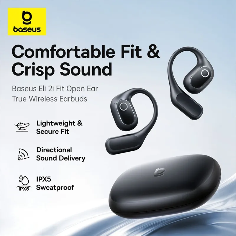 Baseus Eli 2i Fit Open-Ear True Wireless Earbuds IPX5 Waterproof Wireless Earphones 36H Listening Time