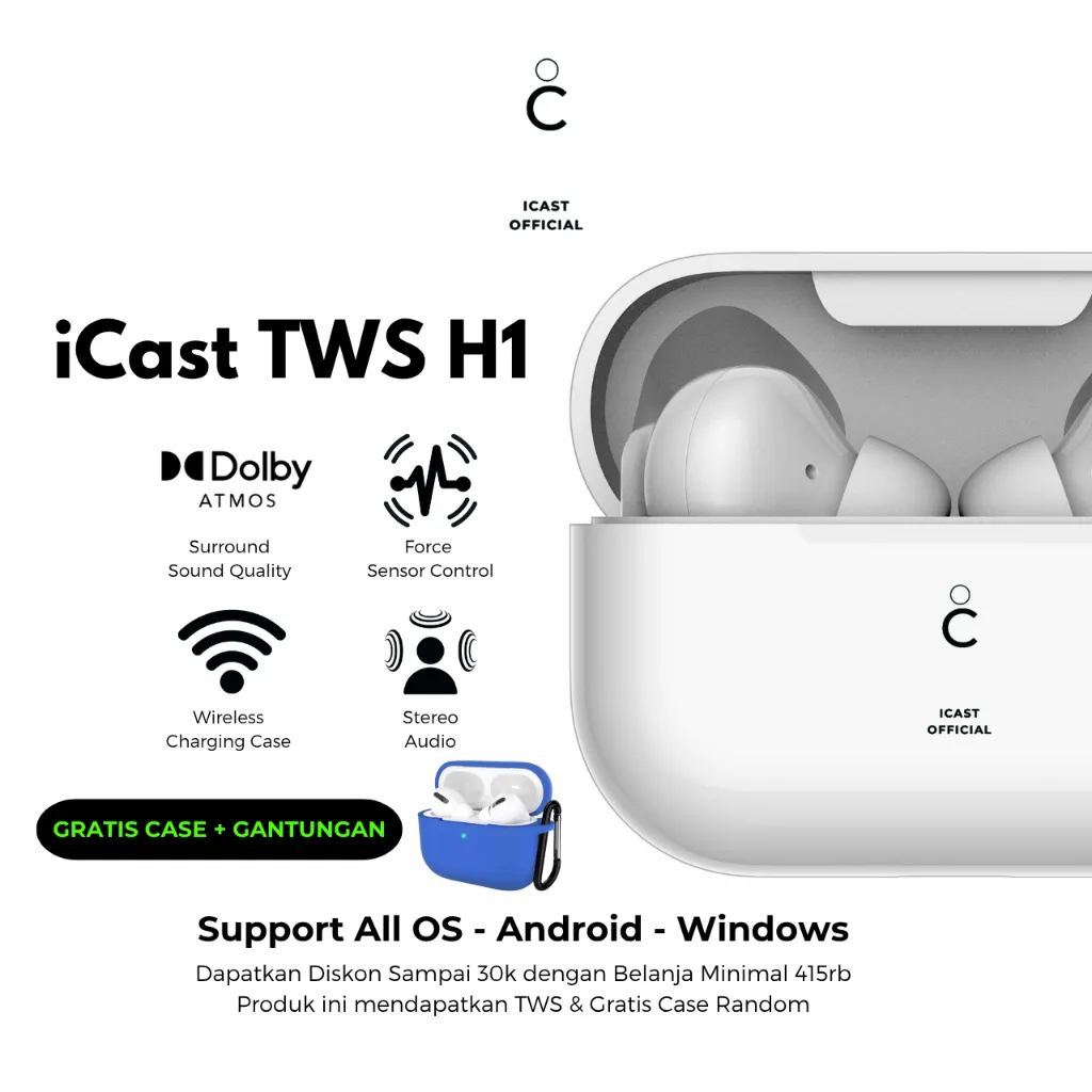 iCast TWS Pro H1 Edition Final Upgrade Wireless Charging [Pop Up + Serial Detected] By iCast