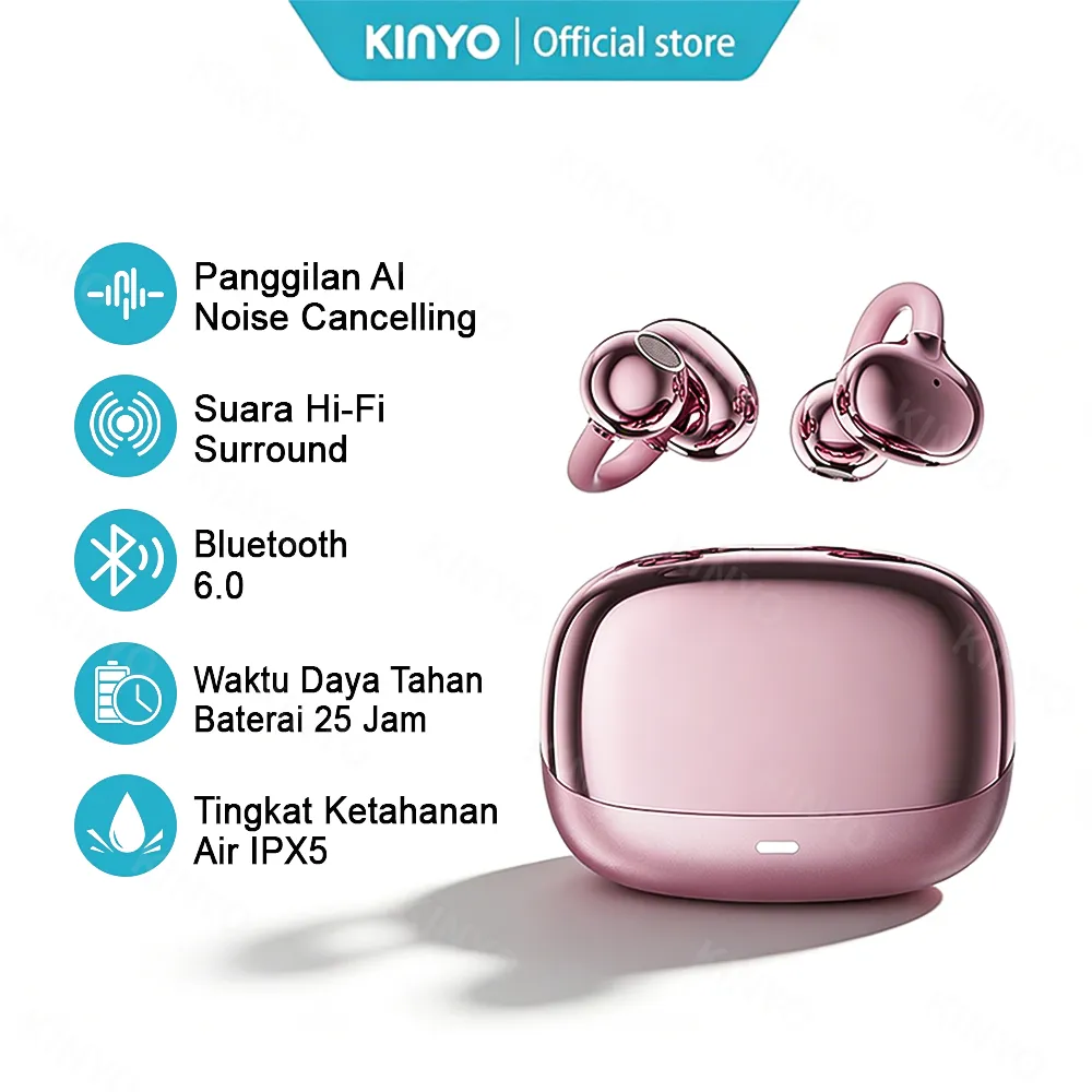 KINYO CP1  Clip Open-Ear Bluetooth 6.0 Earphone True Sports Noise Reduction Headset Earphone Ear Clip Bone Conduction support cod