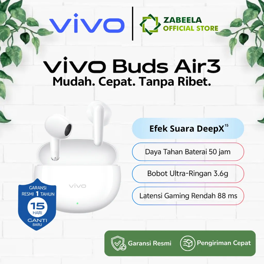 Vivo Buds Air3 - Tws Air2 - Original Garansi Resmi - White