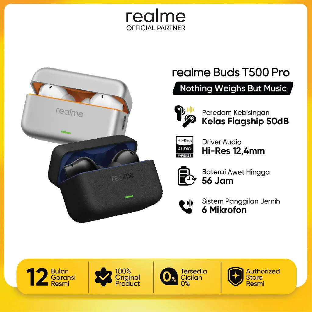 realme Buds T500 Pro (50dB Flagship Noise Cancellation | Candy Box Design | 12.4mm Hi-Res audio drivers | 56 Long lasting battery)