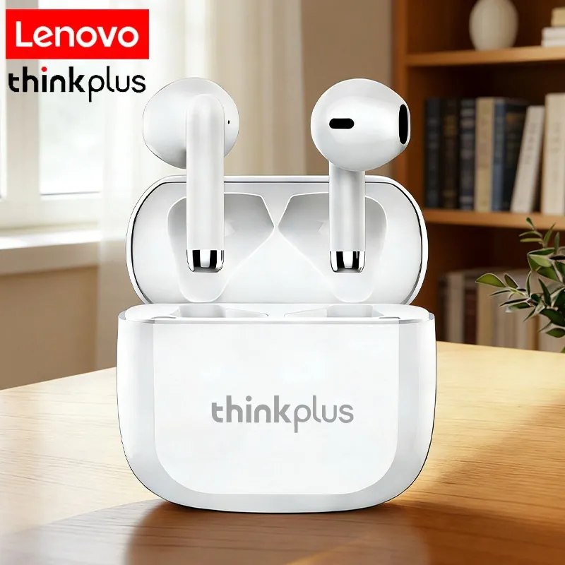 Lenovo Thinklplus Headset Bluetooth peredam bising nirkabel in-ear versi 5.3, latensi rendah, kualitas suara HiFi, masa pakai baterai lama, tahan air IPx5, permainan olahraga, mendengarkan musik, cocok untuk ponsel apa pun