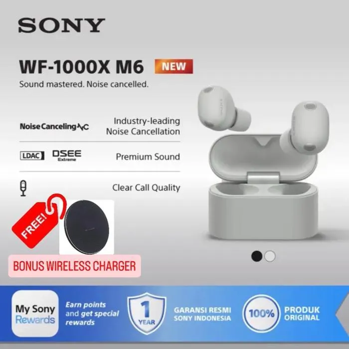 Sony WF-1000XM6 Noise Cancelling TWS Earphone WF1000XM6 HiRes Earphone True Wireless Mic Array, IPX4