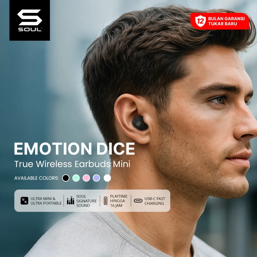 SOUL Emotion Dice TWS Earbuds Mini Design 5.4 True Wireless Bluetooth