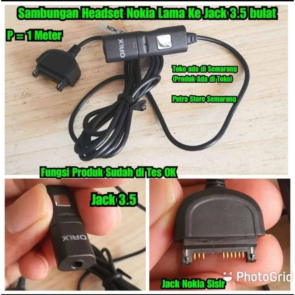 Sambungan Headset Nokia lama ke Jack 3.5 Adapter Converter Headset Nokia Ke Bulat