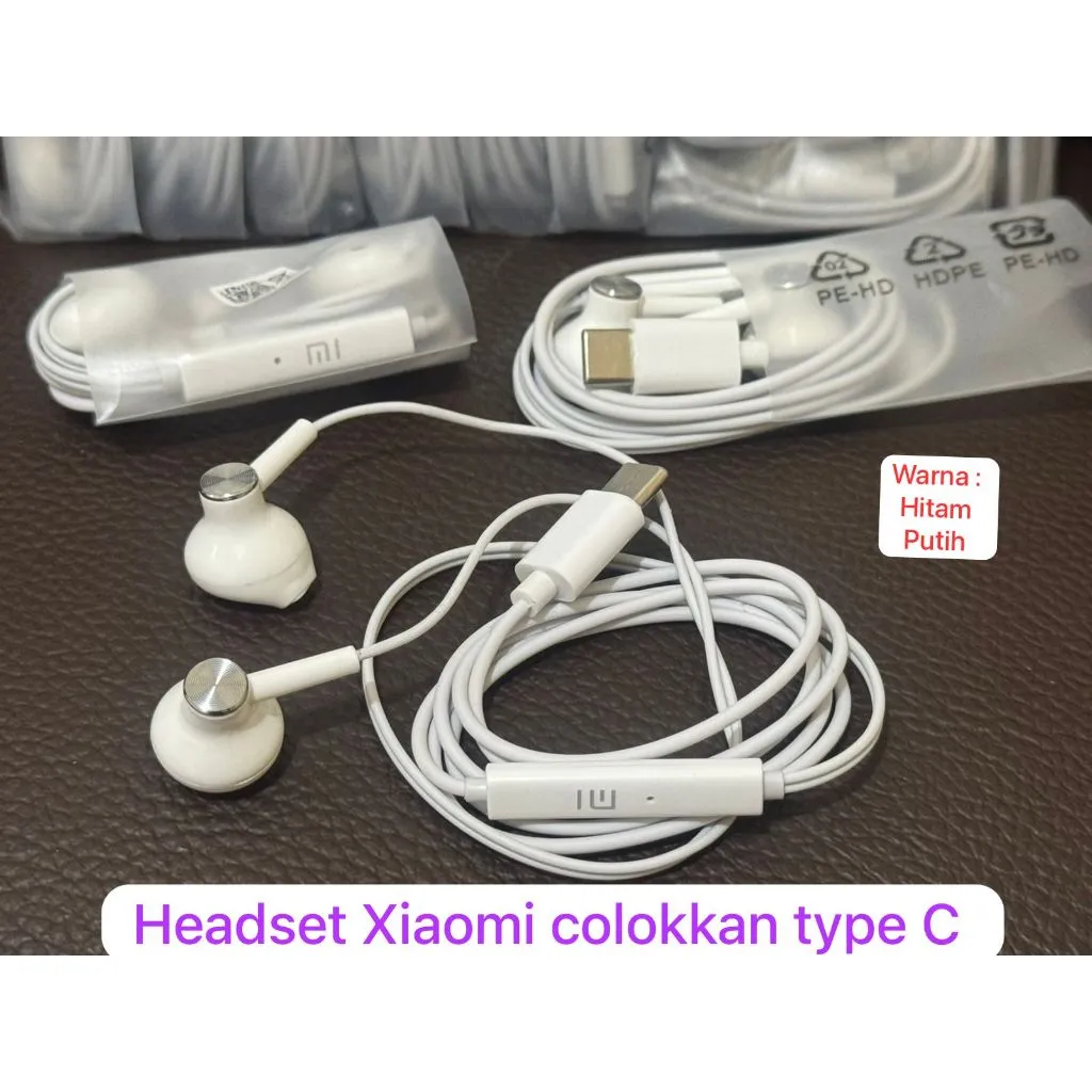 headset Xiaomi Type C / handsfree Xiaomi tipe C In-ear Wired Earphones Berkualitas Tinggi Pengurangan Kebisingan Cerdas, Cocok untuk Huawei Xiaomi Honor
